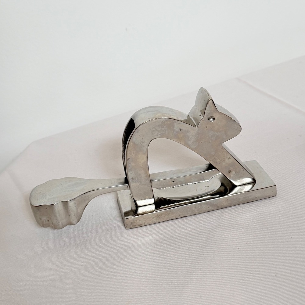 Crate & Barrel Squirrel Nutcracker Silver Tone Metal Modern Decor 495-778